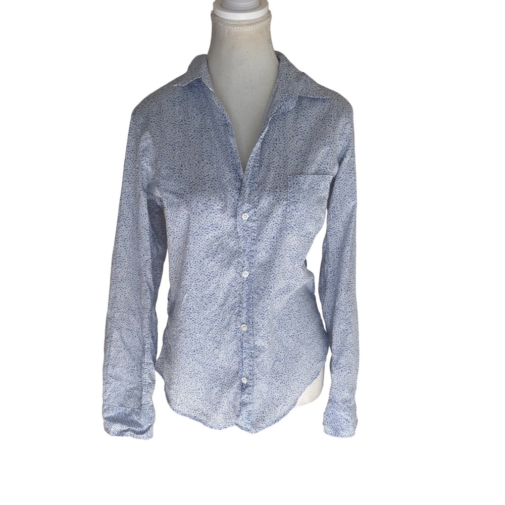 FRANK & EILEEN Blue Floral Barry Button Down Shirt Cotton Size Small